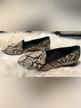 Vionic Snake-Print Loafers in Beige and Black